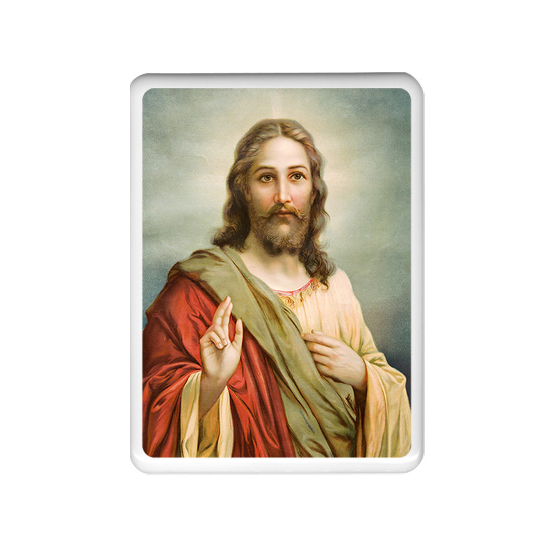 Kolorowy obrazek sakralny na porcelanie prostokątnej - Pan Jezus